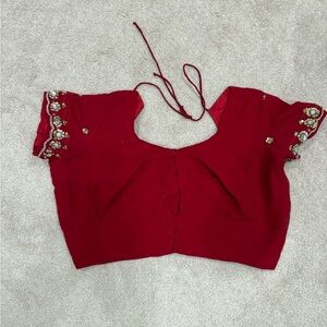 Indian red saree fall pico done